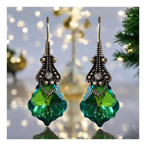 Pendientes Colgantes Vintage Iridiscentes Hechos A Mano Para