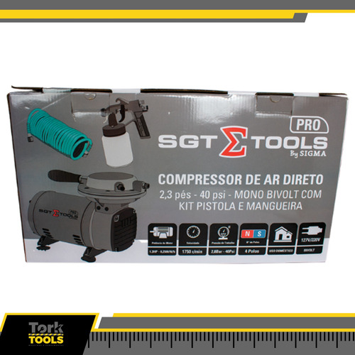 Compressor Ar Direto 2,3pés 0,3cv Bivolt Com Pistola Sigma