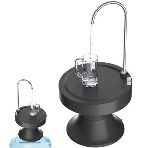 Bomba Dispensador Agua Recargable Electrico Base Para Vaso Color Negro