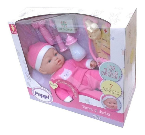 Muñeca Bebote Poppi Vamos Al Doctor + Accesorios Luz Y Habla