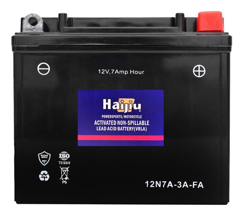 Imagen 1 de 8 de Batería Moto Haijiu 12n7a-3a-fa Agm- Gel Libre Mantenimiento