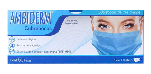 Cubre Bocas (tapabocas) Desechables 50 Pzas - Ambiderm