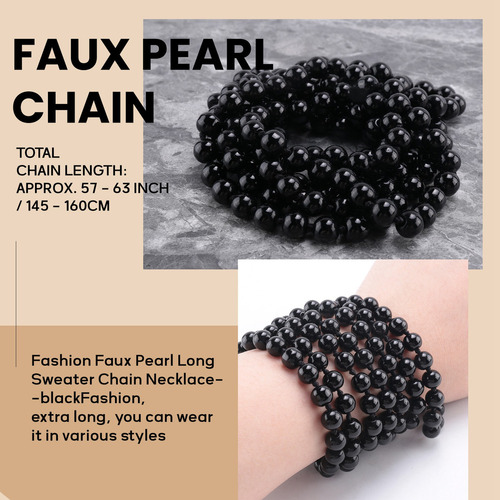 Collar De Cadena De Suéter Largo Con Perlas De Imitación A L