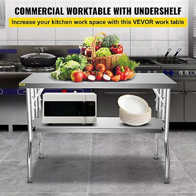 Vevor Folding Work Prep Table Stainless Steel With Under Oah