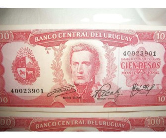 3billetes Uruguayos Antiguos Correlativos De $100  