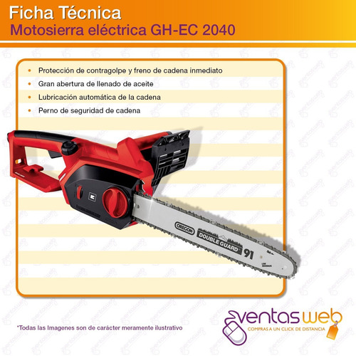 Imagen 6 de 7 de Motosierra Electrica Electrosierra 2000w Einhell Evio Gratis