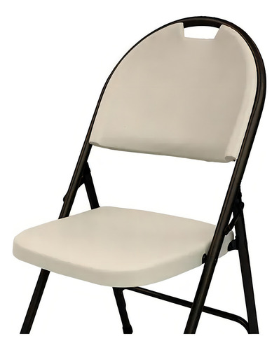 Silla Plegable Beige De Resina Con Estructura De Acero