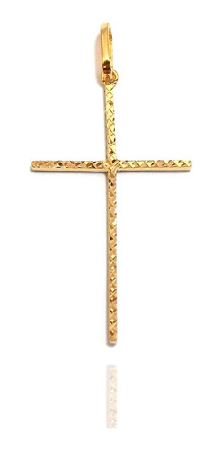 Cordão Baiano Colar Com Pingente De Cruz Palito Ouro 18k