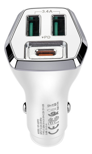 35w Dual Usb+usb-c/type-c Car Charger