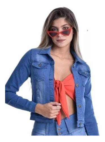 Campera De Jean Elastizada Bordada Mujer Talle 36 Al 48