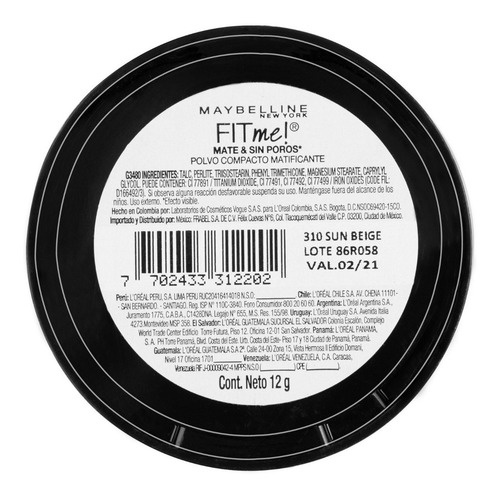 Imagen 2 de 8 de Polvo Compacto Maybelline Fit Me Matte X 12g