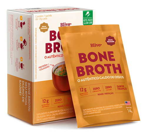 Bone Broth Sabor Frango 7 Saches 98g