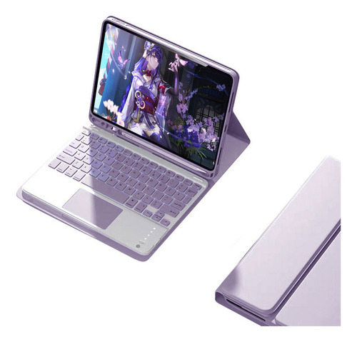 Splplus Para iPad 5/6/air1/2 Teclado Touch + Capa Protetora Cor Lavender Grey + Touch Pad Teclado