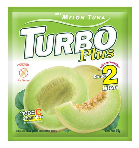 Jugo Refresco En Polvo Sin Gluten Turbo Melón (10 Unidades)