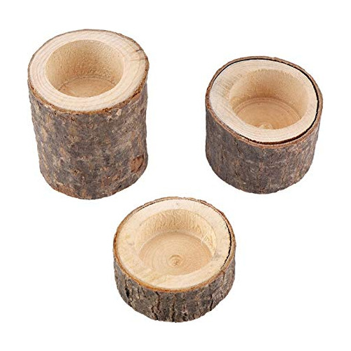 Portavelas De Madera Velas Pequeñas, Diseño De Tronco...