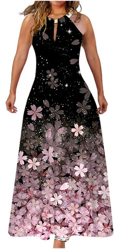 Falda Mujer Cintura Elástica Estampada Flor Con Plisado 4325