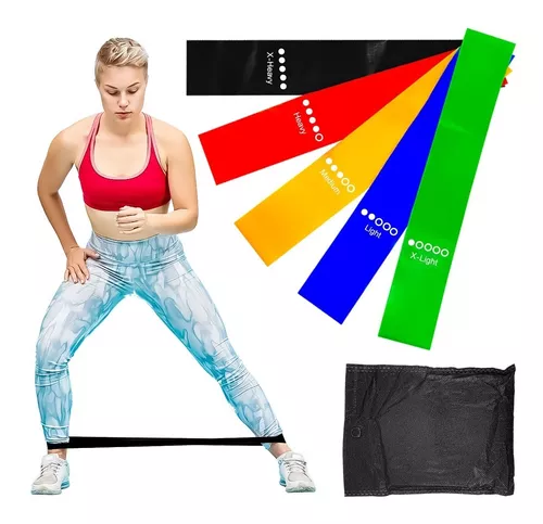 SET 5 BANDAS ELASTICAS FITNESS CINTAS ELÁSTICAS DE RESISTENCIA Y GUÍA  EJERCICIO