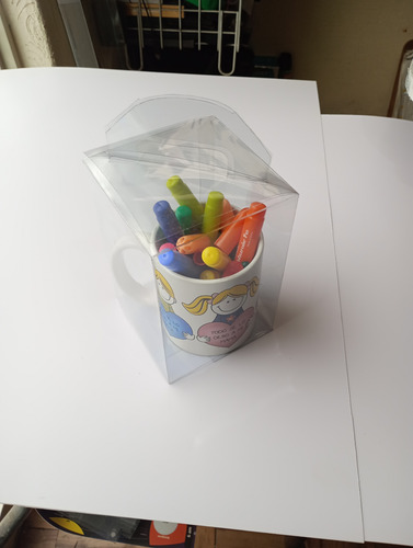 Caja Para Taza 10x10x15cms Transparente Cierre Canasta 10pz
