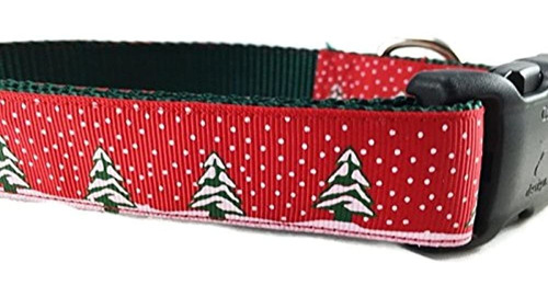 Perro Collar Caninedesign Arboles De Navidad Rojo Verde 1 P