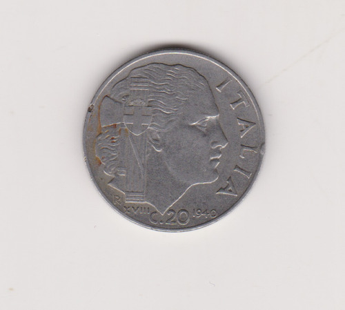 Moneda Italia 20 Centesimi Año 1940 Muy Bueno