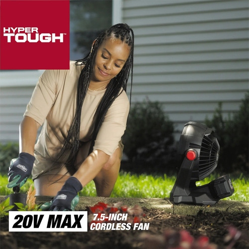 Abanico Ventilador Hyper Tough 7.5 Inalámbrico 20v 30.48 Cm 20v Negro Rojo Plástico 3
