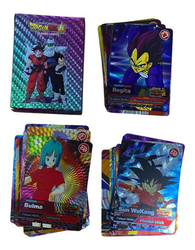 Mazo Carta Dragón Ball Z Metalizado Hologramado 55 Pcs Cole Dorada Inglés