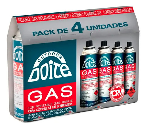 Pack 4 Unidades Gas 227 Grs Doite Color: Aluminio