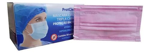 Kit 2 Caixas Máscara Tripla Descartável Protclean Rosa