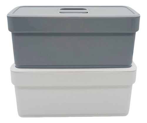 Caja Organizador Canasto Plástico Liso C/tapa 2.3lts 6un Color Surtidos
