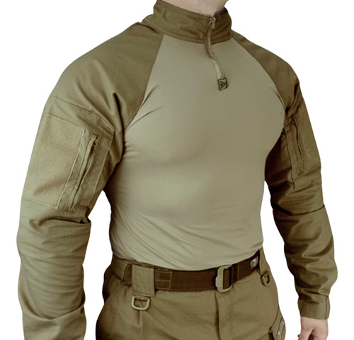 Camisa Combat Shirt Hrt Policial Tático Coyote Dacs A Melhor