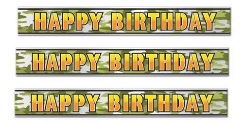 Letrero Banner Met Hbd Camuflaje Fiesta Soldado Militar Camo