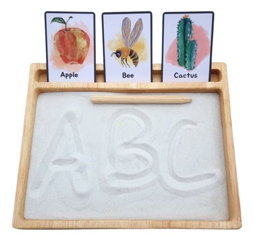 Montessori - Bandeja De Arena Con Soporte Para Tarjetas Didc