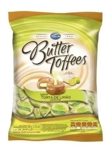 Bala Butter Toffees Recheada Torta De Limão Arcor 100g
