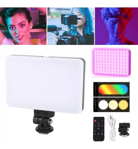 Luz Led Para Fotografia Vídeo Luces Rgb Recargable Con Mando