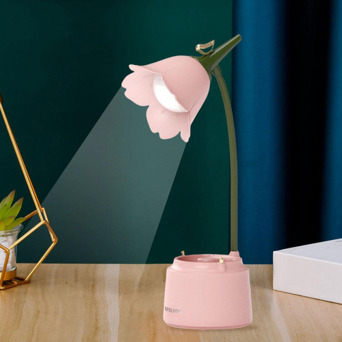 Lámpara De Escritorio Regulable, Recargable Por Usb, Rosa