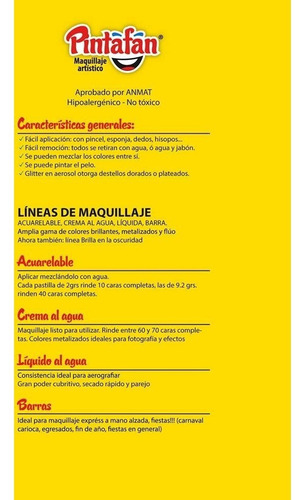 Imagen 3 de 4 de Maquillaje Negro Grande Artistico Pintafan Pastilla 9,2 Grs