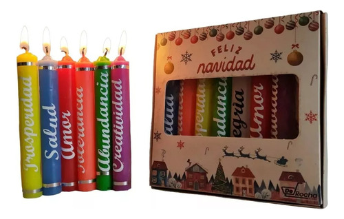 Velitas X8 Festivas Navideñas Personalizadas Multicolores