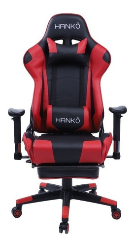 Silla Computadora Gamer Apoya Pies Hanko Modo Cine Roja
