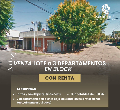 Terreno, Lote | Tres Departamentos En Block, Quilmes Oeste, Oportunidad, Renta, Inversion