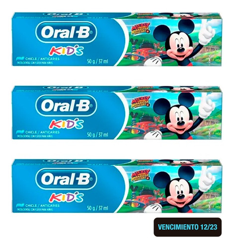 Oral B Kids Kit X3 Pasta Dental Fluor Niños Disney 50gr Vto.