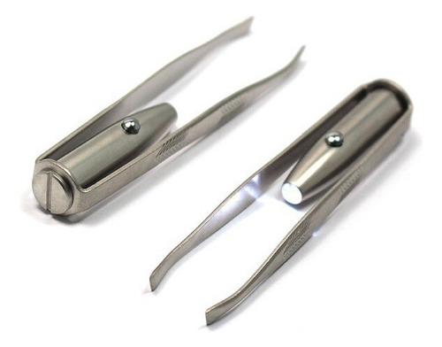 Kit 3 Eyebrow Tweezers With Stainless Steel Led Light 2024