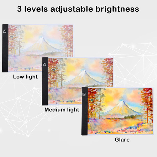 Mesa De Luz Para Calcar Con Brillo Ajustable A4 Led Tableta