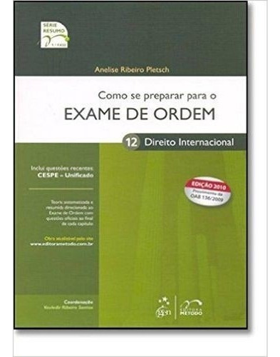 Resumo Oab 1 Fase - Direito Internacional - Col. Serie Resumo, De Pletsch. Editora Método, Capa Mole, Edição 2 Em Português, 2010