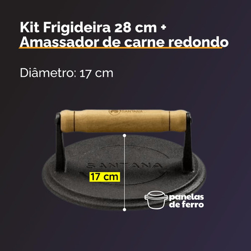 Chapa Bifeteira Lisa Ferro 26x26 Com Prensador Bife Redondo