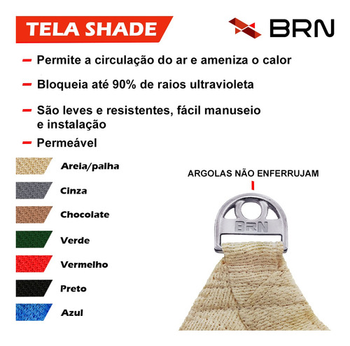 Tela Toldo Sombreamento 90 Cor Areia 4,5x3m + Kit Instalação