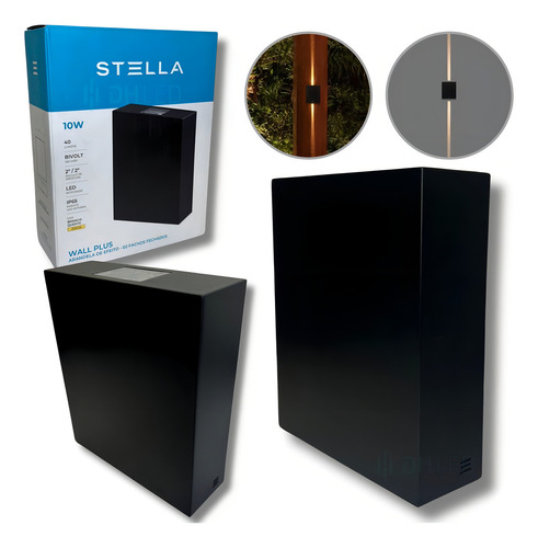 Arandela Wall Plus 2 Facho Fechado 10w Stella Stl22735pto/30