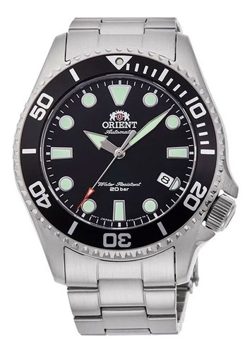 Reloj Orient Triton Automatic Diver 200m Ra-ac0k01b10b Color de la malla Plateado Color del bisel Negro Color del fondo Negro