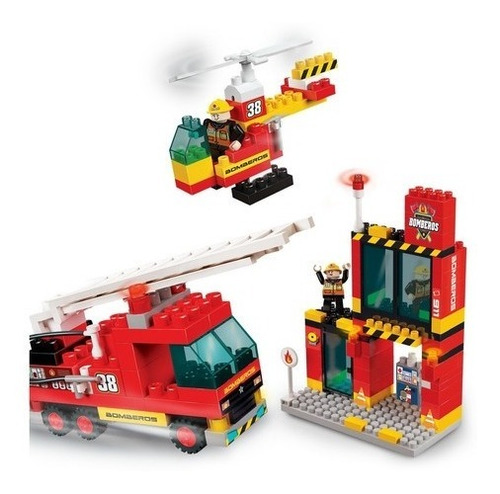 Bloques Para Armar Blocky Bomberos 01-0651 160 Piezas En Caja