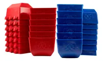 Comprar 50 Bebederos Comederos Cuadrados 25 Rojos Y 25 Azules