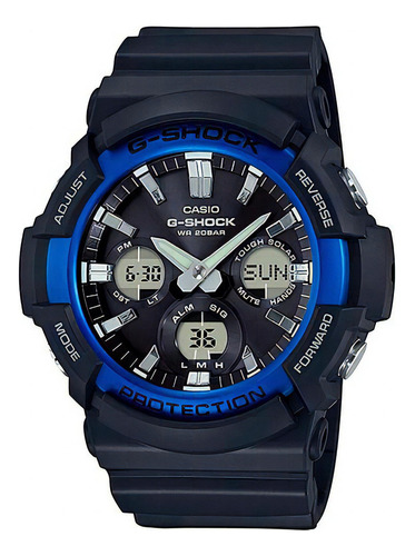 Reloj Casio G-shock Standard Original Para Hombre E-watch Color de la correa Negro Color del bisel Azul Color del fondo Negro